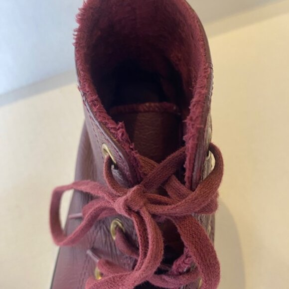 Converse All Star Leather High Top Burgandy Womens Size 7.5 - Picture 10 of 12